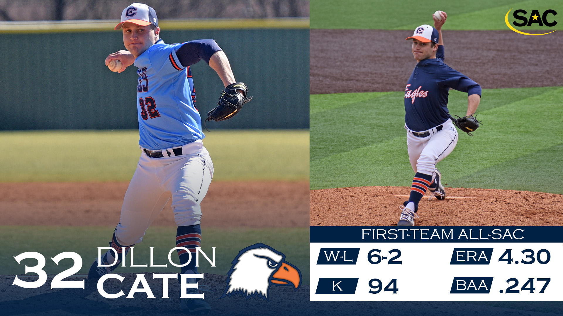 Four Eagles clean up SAC baseball postseason accolades