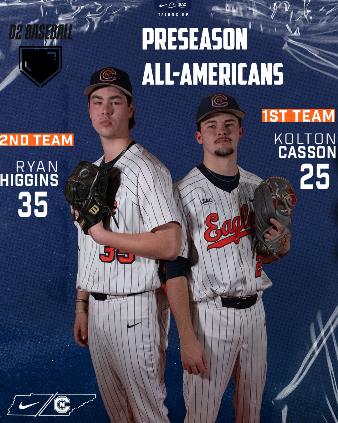 Casson, Higgins named D2 Baseball Preseason All-Americans