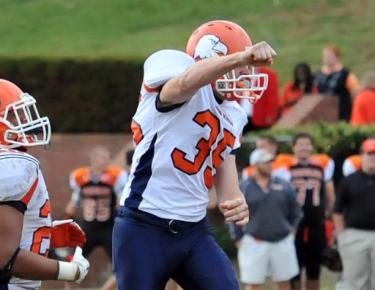 Duncan celebrates after nailing his 54-yard field goal against Tusculum