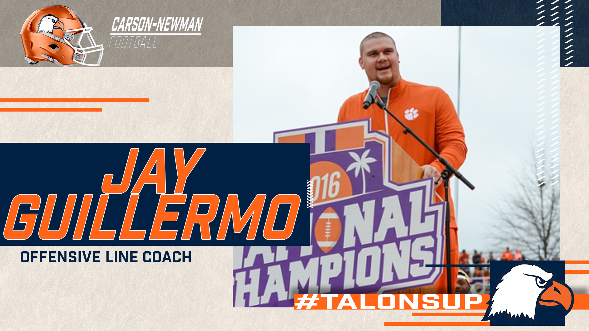 Clowney announces Clemson national champion Guillermo as new offensive line coach