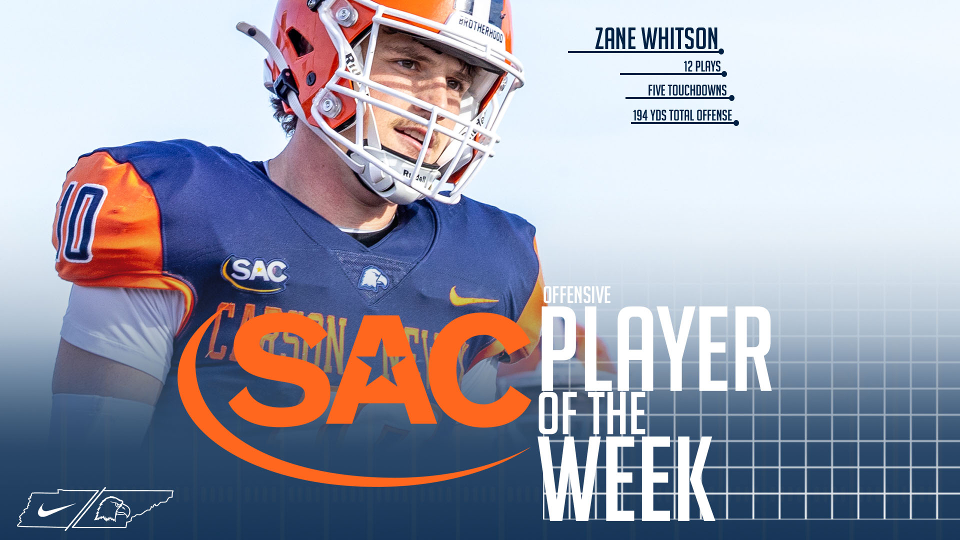 Quintet of TDs leads to SAC Player of the Week plaudit for Whitson