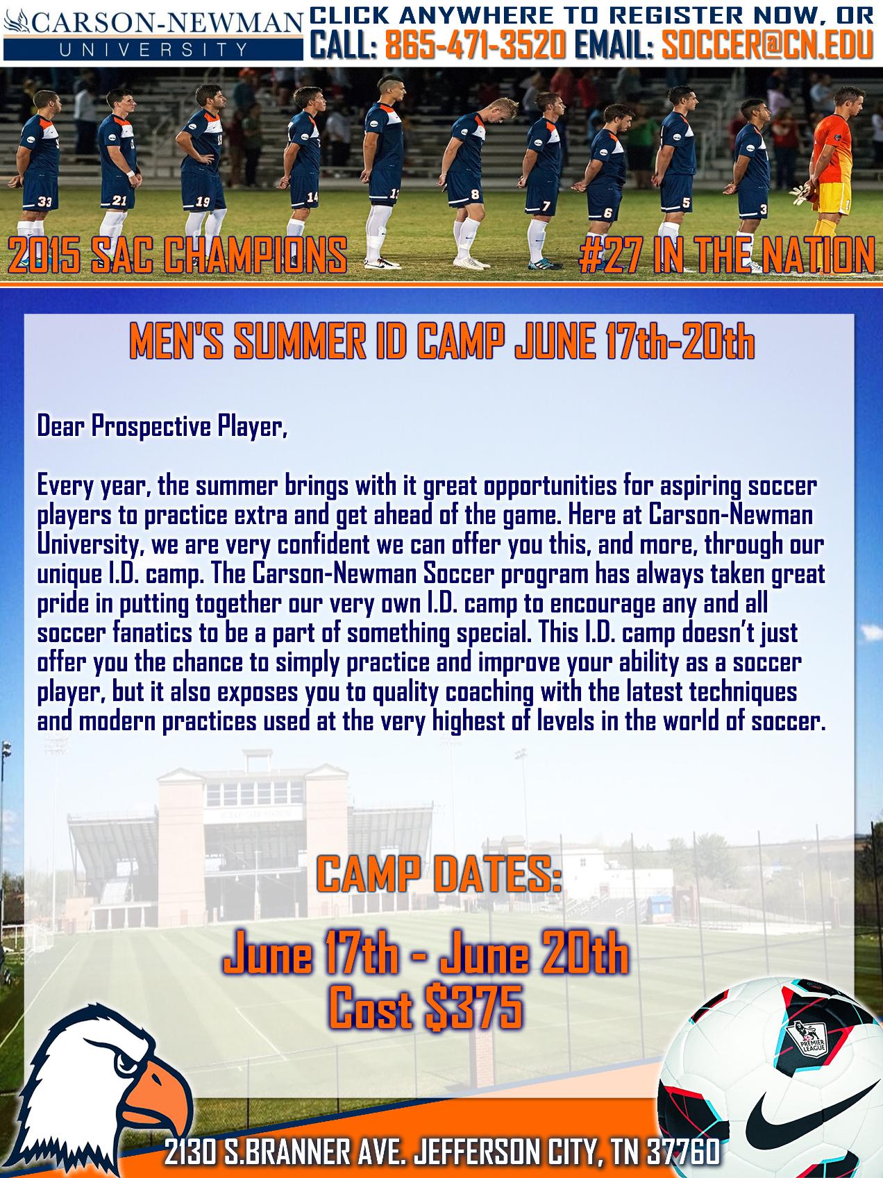 Moodie sets dates for Summer I.D. camps