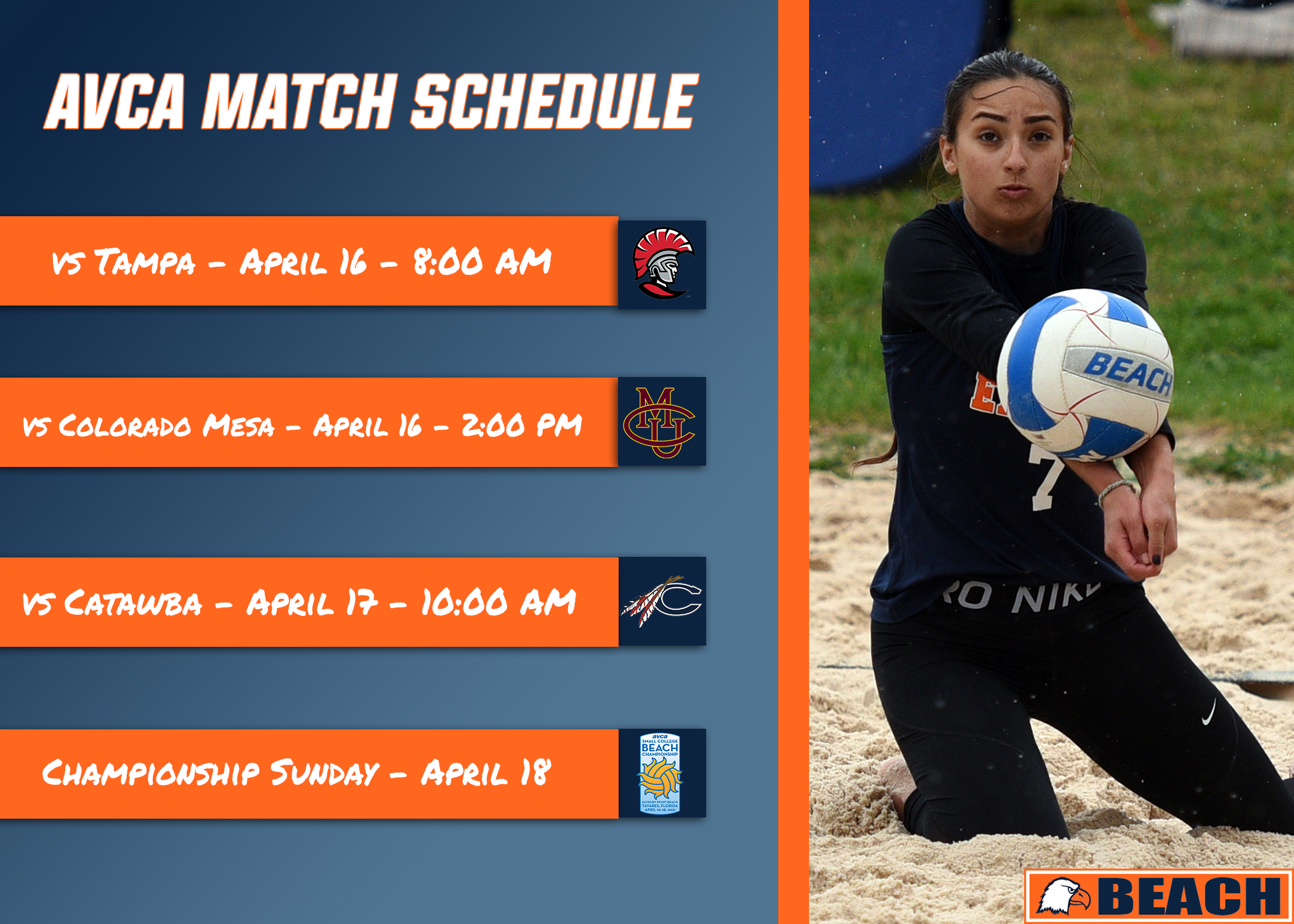 AVCA releases small college beach championship schedule