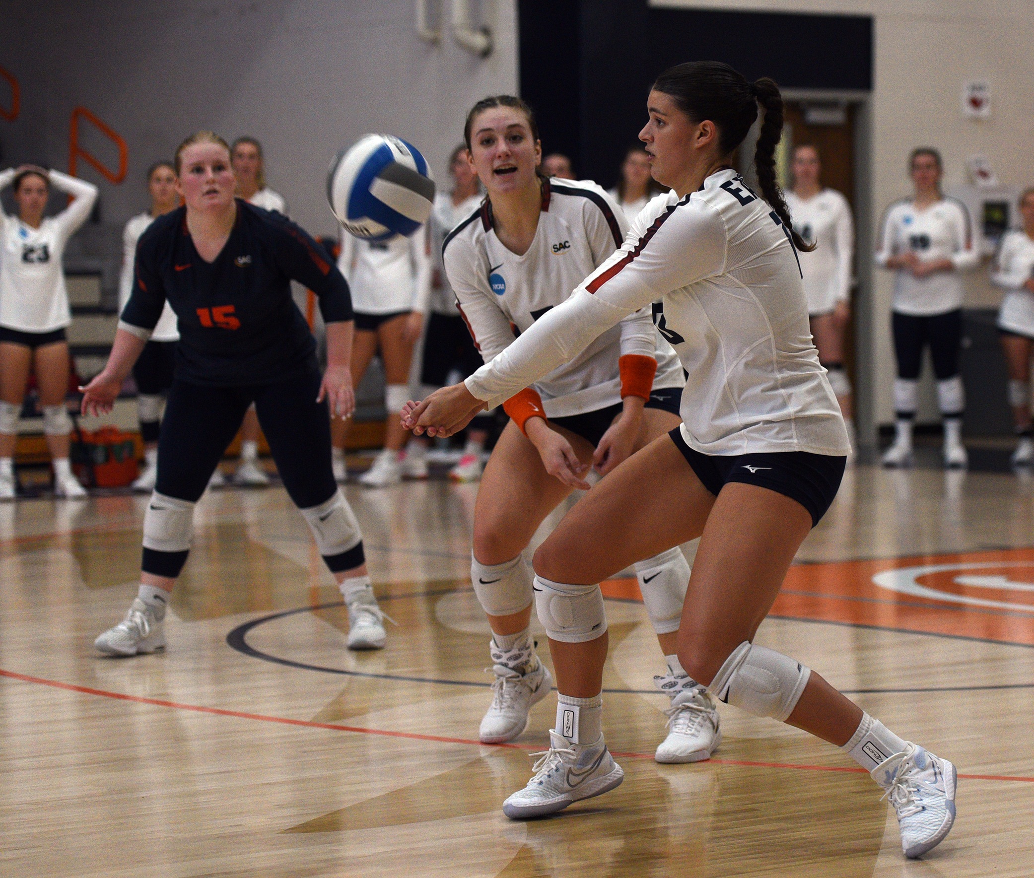 Saints march over Eagles in three sets